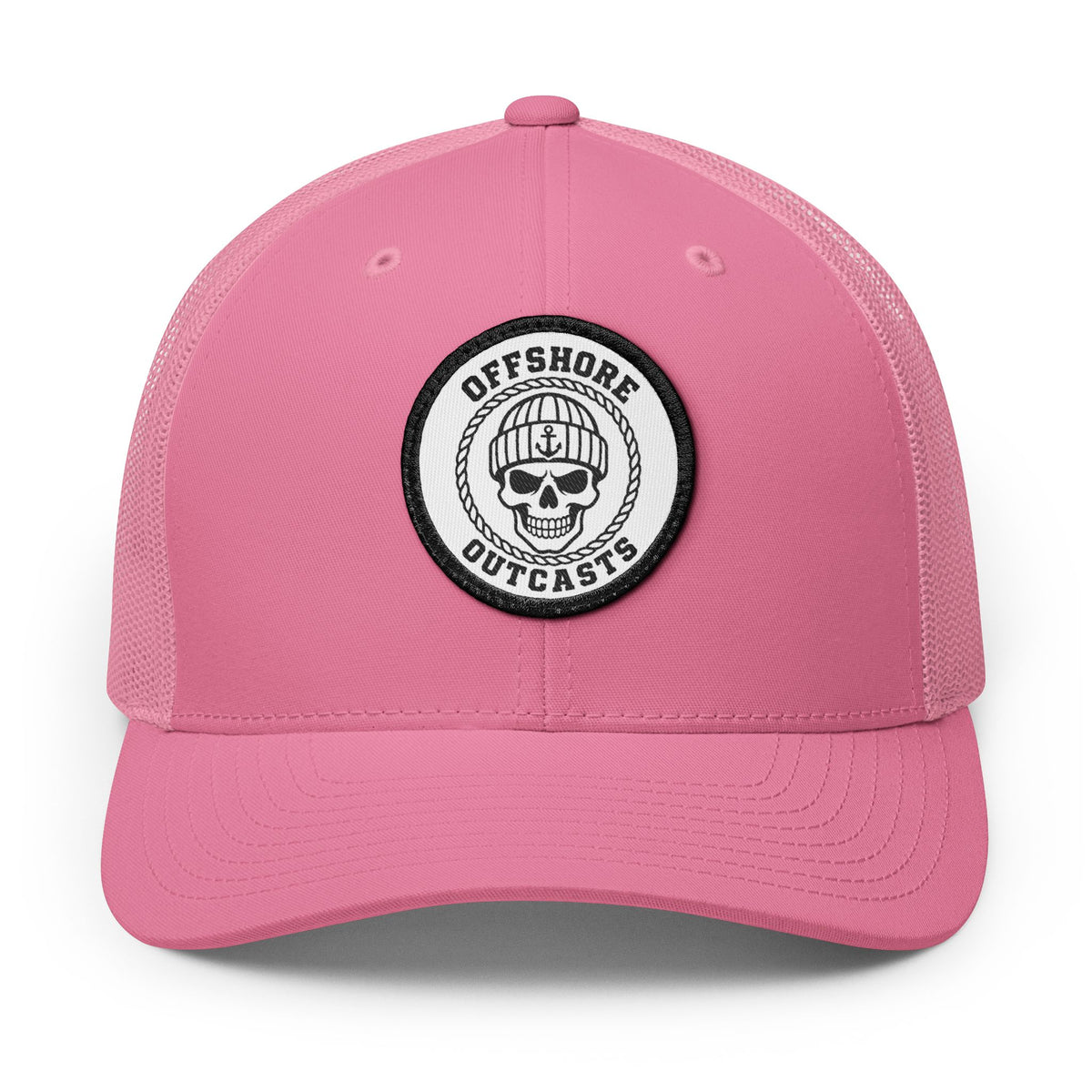 Offshore Outcasts Dark Harbor Skull Trucker Cap — Embroidered Patch Snapback