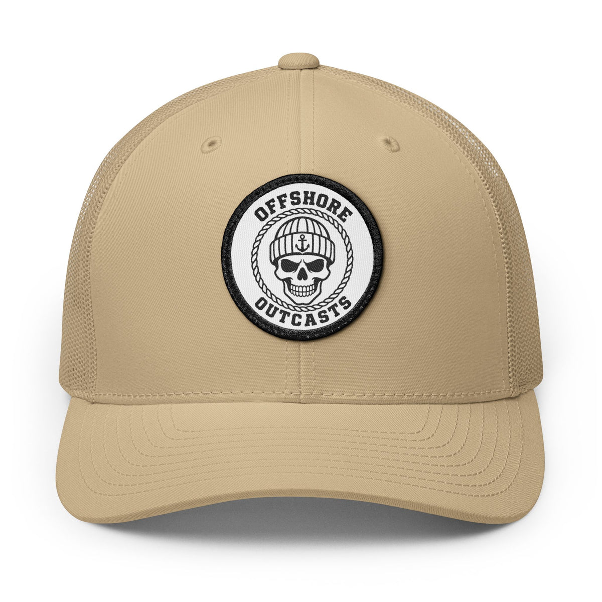 Offshore Outcasts Dark Harbor Skull Trucker Cap — Embroidered Patch Snapback