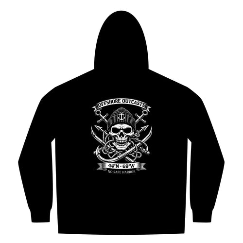 No Safe Harbor Skull Full Zip-Up Hoodie — Offshore Line Fishing Pullover